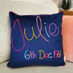 Personalised Colourful Embroidered Velvet Cushion - thumbnail 4