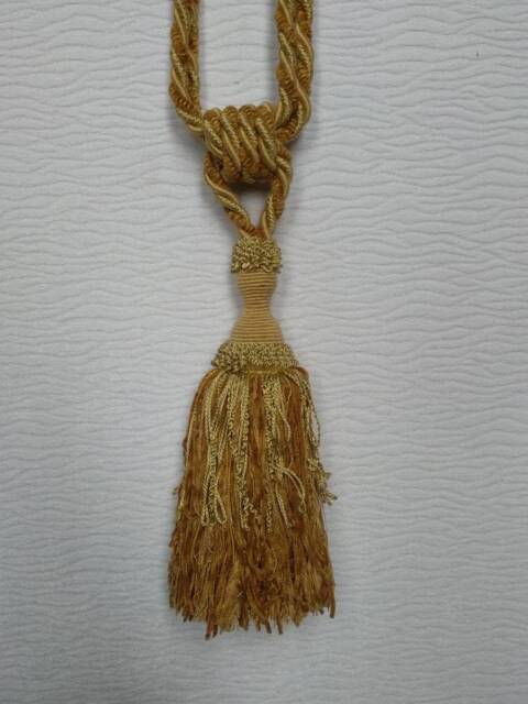 Beige Chenille Modern Tiebacks-Curtain Tie Backs Tassel Hold Backs - image 1