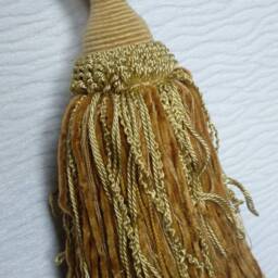 Beige Chenille Modern Tiebacks-Curtain Tie Backs Tassel Hold Backs - thumbnail 3