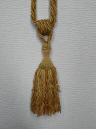 Beige Chenille Modern Tiebacks-Curtain Tie Backs Tassel Hold Backs - thumbnail 1