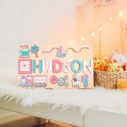 Personalized Baby Name Puzzle, Custom Kids Busy Board, Early Learning Birthday Gift For Kids, Room Decor, Shower - thumbnail 2
