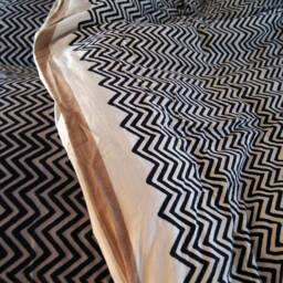 Hand Block Printed Cotton Duvet Cover Geometric Design - Leheria Brown - thumbnail 2