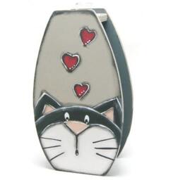 Vase Soliflore With Black & White Cat - Cat Lover Vase Glass Tube Cat- Hearts - thumbnail 3