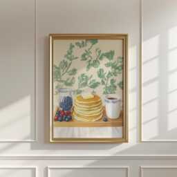 Pancake Breakfast Poster, Kitchen Wall Art, Food Illustration Print - thumbnail 3