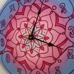 Tahiti Clock - Geometric Mandala in Pink & Blue Made From Recycled Vinyl Record - thumbnail 3