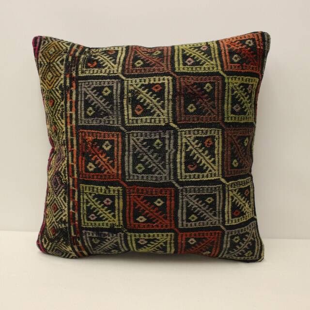 Handwoven Kilim Pillow Cover 20x20 Bohemian Turkish Wool Cushion - image 1