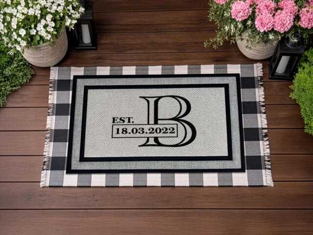 Personalized Monogram Doormat - Washable Outdoor Rug, New Home Gift - image 1