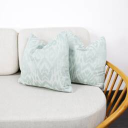 Seafoam Ikat Woven Cushion Covers, Duck Egg Designer Throw Pillows, Luxury Scatter Cushions By Belfield Design Studio - thumbnail 2