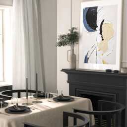 Set Of 3, Geometric Abstract Art, Black Neutral Beigeblue, Living Room Wall Art Poster Prints Home Decor, A4, A3 A2 A1 Sizes, Fast Delivery - thumbnail 3
