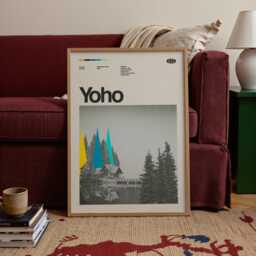Yoho National Park Mid-Century Travel Poster, Abstract Minimalist Art Print, Canada Poster - thumbnail 2