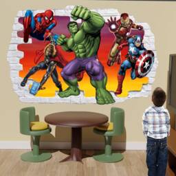 Avengers Wall Stickers Spiderman Hulk Ironman Superhero Decal Mural Poster Room Decor 1109 - thumbnail 2