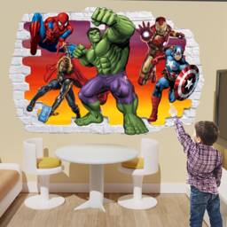 Avengers Wall Stickers Spiderman Hulk Ironman Superhero Decal Mural Poster Room Decor 1109 - thumbnail 1