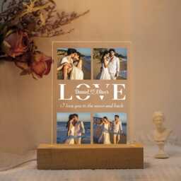 Peronalized Photo Night Light, Collage Led Christmas Gift For Firends Couple Custom Lamp, Anniversary - thumbnail 3
