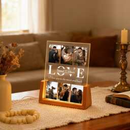 Peronalized Photo Night Light, Collage Led Christmas Gift For Firends Couple Custom Lamp, Anniversary - thumbnail 2