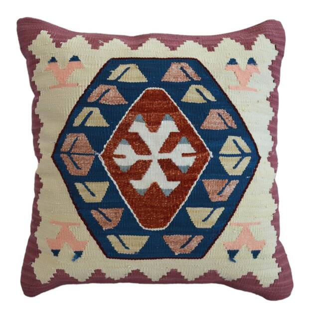 Silk Pillow Kilim Cushion Cover New - Traditional Pattern Turkish Pillow Kilim Organic Case Throw 15 - image 1