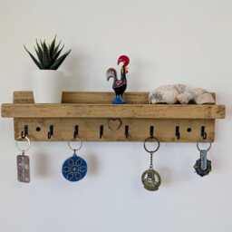 Cottage Key Holder With Eight Hooks For Hallway/Entranceway Kitchen - Antique Pine - 0175 - thumbnail 3