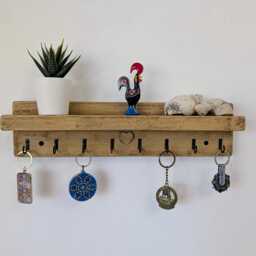 Cottage Key Holder With Eight Hooks For Hallway/Entranceway Kitchen - Antique Pine - 0175 - thumbnail 2