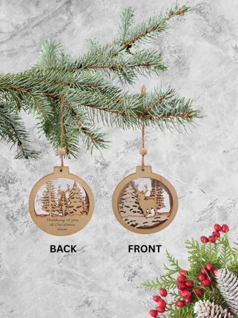Personalised Wooden Christmas Bauble Custom Engraved Or Handwriting Keepsake - image 1