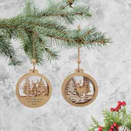 Personalised Wooden Christmas Bauble Custom Engraved Or Handwriting Keepsake - thumbnail 2