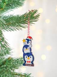 Personalised Family Of Three Penguin Christmas Tree Decoration, Custom Name Ornament, Of - thumbnail 1