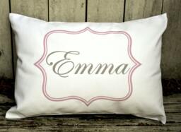 Personalized Baby Pillow, Newborn Gift, Girls Pillow Unique Pink & Grey Gift Idea - thumbnail 1