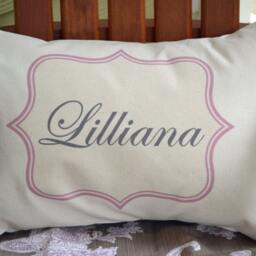 Personalized Baby Pillow, Newborn Gift, Girls Pillow Unique Pink & Grey Gift Idea - thumbnail 2