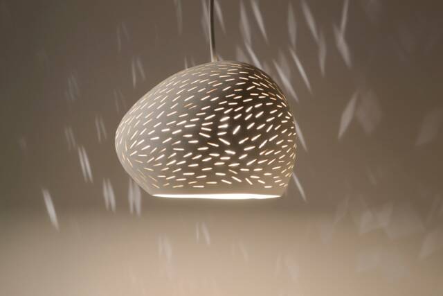 Ceramic Pendant Light - Handmade Asymmetrical Hanging 6 in Ceiling Light, Minimalist Lighting For Kitchen Island - image 1