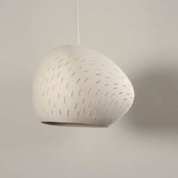 Ceramic Pendant Light - Handmade Asymmetrical Hanging 6 in Ceiling Light, Minimalist Lighting For Kitchen Island - thumbnail 2