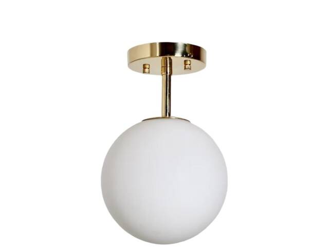 Mid Century Modern Brass Globe Pendant Light, Hall Entrance Lighting - image 1