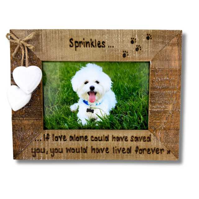 Dog Cat Loss Photo Frame If Love Alone Could Have Saved You - Memorial in Memory Personalised Driftwood Style 6x4 - image 1