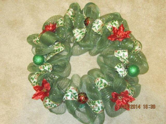 Christmas Wreath, Green, Mistletoe, Poinsettia