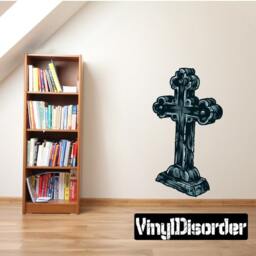 Cross Tombstone Wall Decal - Fabric Vinyl Removable & Reusable Tombstoneuscolor002Et