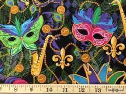Mardi Gras Valance Masquerade Mask Fleur De Lis Print Purple Gold Green Curtain New Orleans Festive Kitchen Window Treatment Decor - thumbnail 2