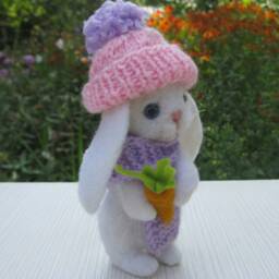 Felt Bunny, Wool Rabbit, Miniature Animal - thumbnail 3
