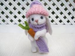 Felt Bunny, Wool Rabbit, Miniature Animal - thumbnail 2