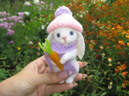 Felt Bunny, Wool Rabbit, Miniature Animal