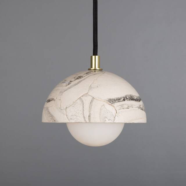 Ferox Small Marbled Ceramic Dome Pendant Light 6 - image 1