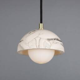 Ferox Small Marbled Ceramic Dome Pendant Light 6 - thumbnail 3