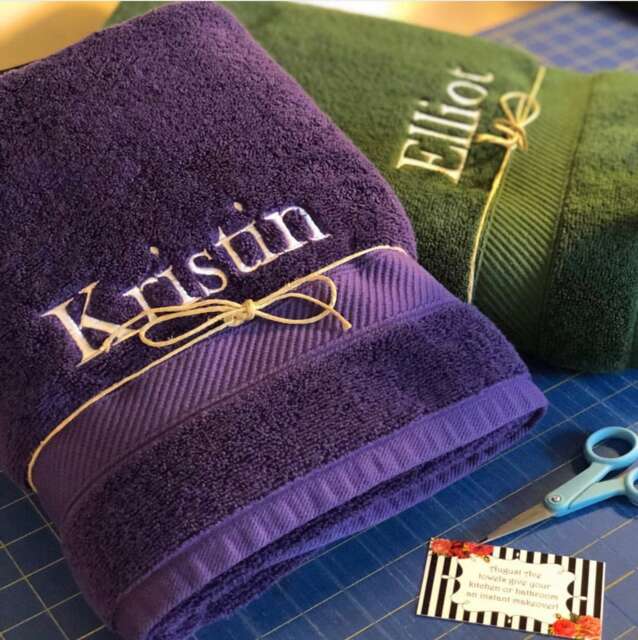 Embroidered Name Bath Towel Personalized Cotton Towel Gift - image 1