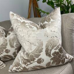 Elegant Mocha Satin Look Damask Cushion Cover, Pillow Throw/Worldwide Shipping & Double Sided - thumbnail 1