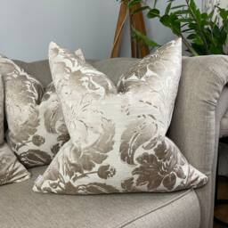 Elegant Mocha Satin Look Damask Cushion Cover, Pillow Throw/Worldwide Shipping & Double Sided - thumbnail 3