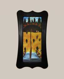 Black Wooden Framed Picture, Art Nouveau Style, Hugo Simberg, At The Gate Of Tuonela, Print, Wall Hanging Home Decor - thumbnail 1