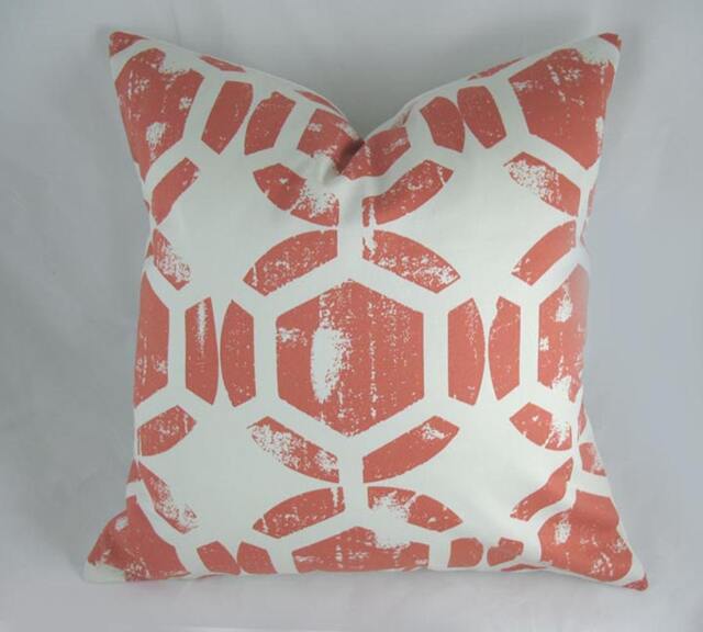 Coral - Decorative Pillow Cushion Cover Accent Throw Impressions Honeycomb Spice