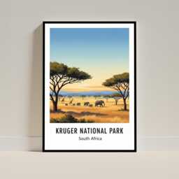 Kruger National Park Art Print, Vintage Travel Poster, Safari Landscape & African Wildlife, Perfect For Living Room & Enthusiasts - thumbnail 2