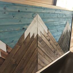 Rustic Mountain Wall Art Blue Sky Range Artwork Home Decor Cabin Sign - thumbnail 2