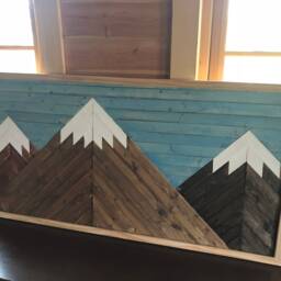Rustic Mountain Wall Art Blue Sky Range Artwork Home Decor Cabin Sign - thumbnail 4