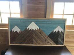Rustic Mountain Wall Art Blue Sky Range Artwork Home Decor Cabin Sign