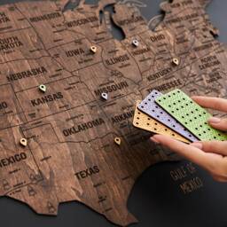 Push Pin Usa National Park Map, Wood Map Of United States Apartment Decor, Wooden Wall Art 5Th Anniversary Gift, Travel - thumbnail 4