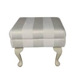 Handmade Small Footstool in Oyster Striped Fabric - Woburn Upholstered British Custom Made - thumbnail 2