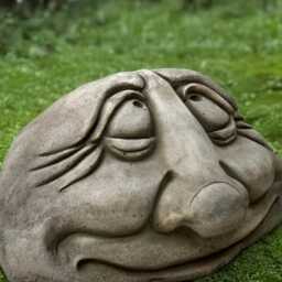 Concrete Smile Face Sculpture Stone Head Figurine Happy Ornament Humorous Statue Lover Gift Front Door Decoration Garde Art - thumbnail 2